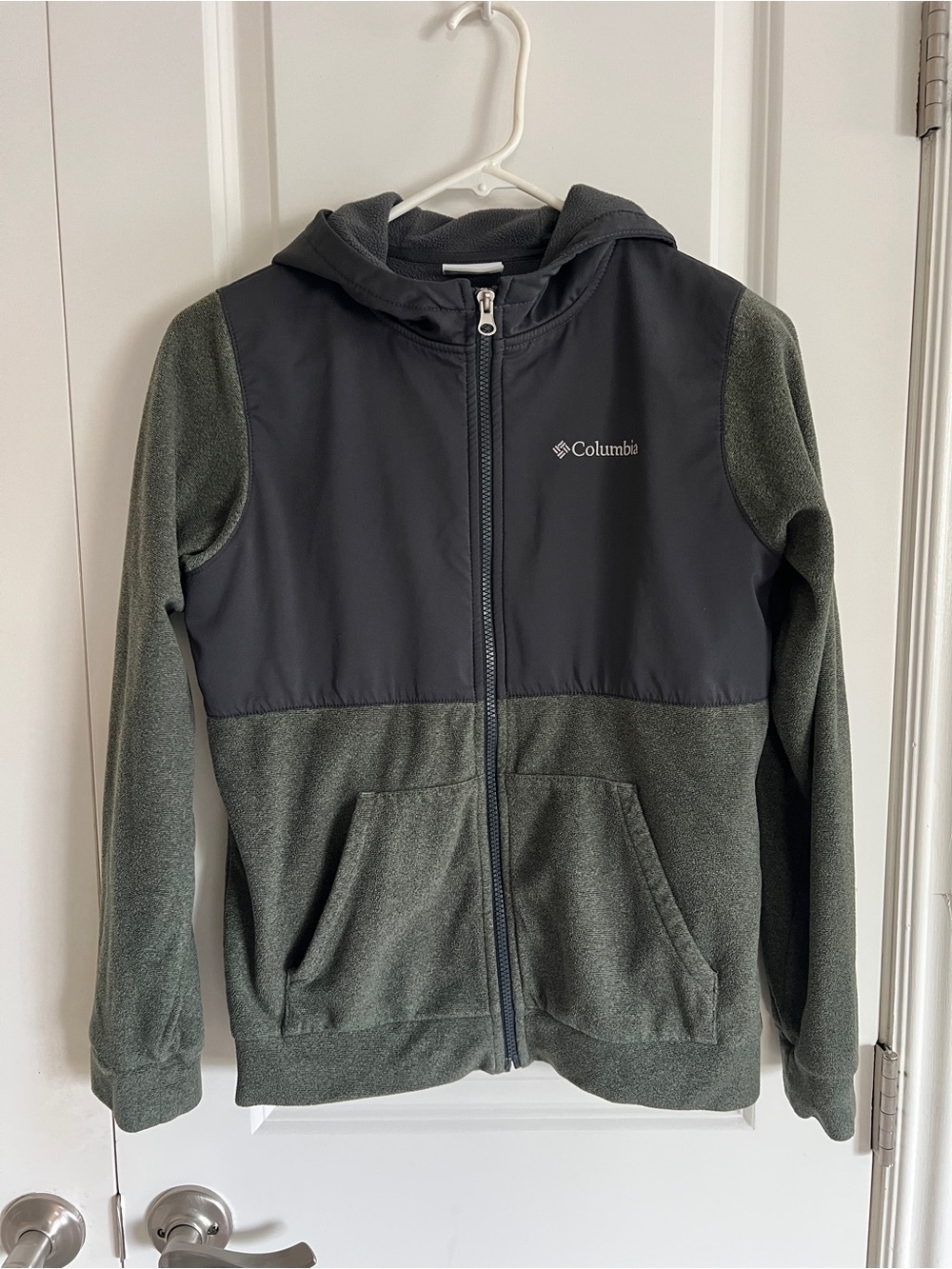 Columbia Kids Hooded Jacket in Dark Green and Charcoal